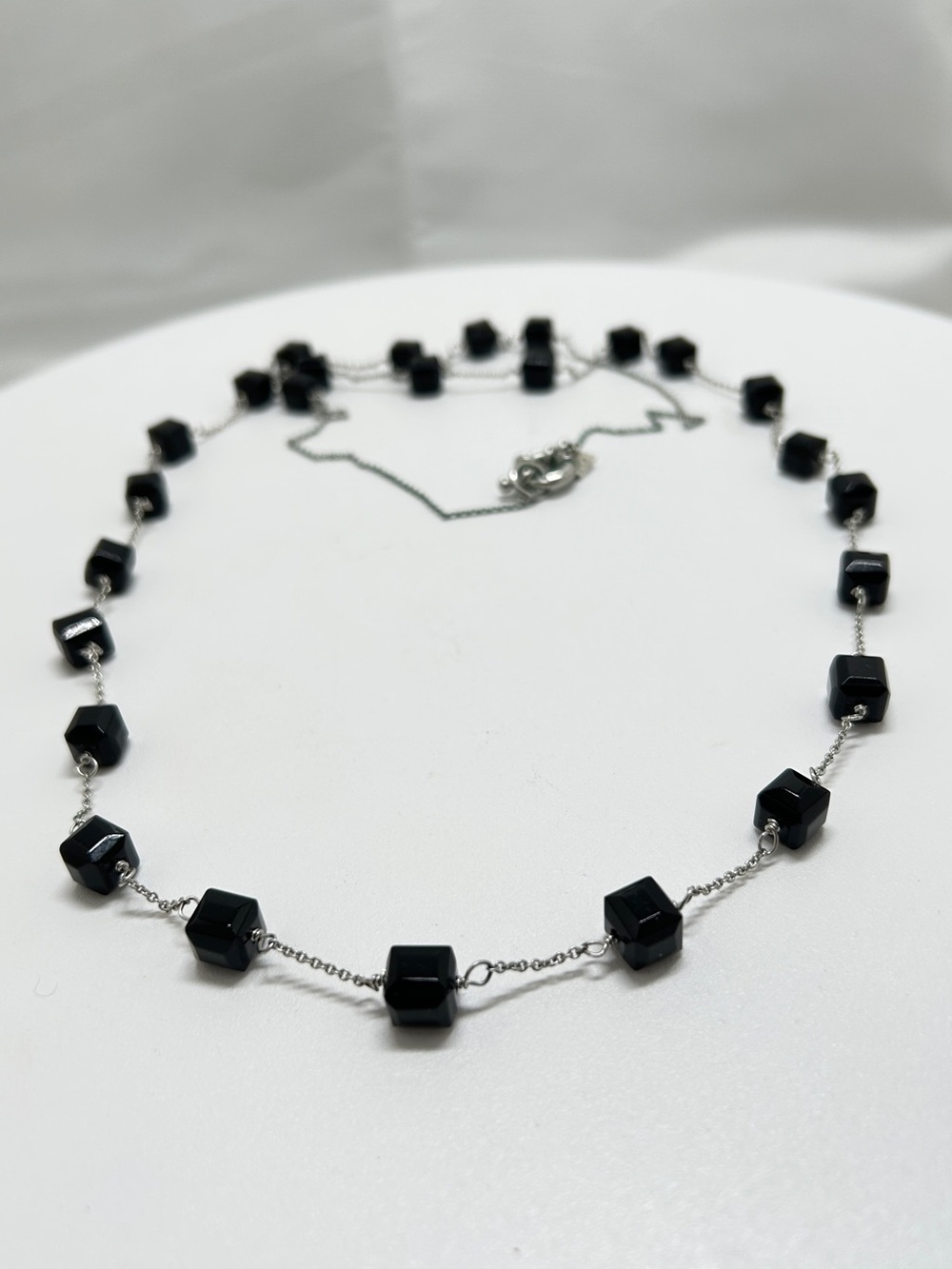 Banana Republic, Silver And Black Crystal Cubed Beaded Long Necklace